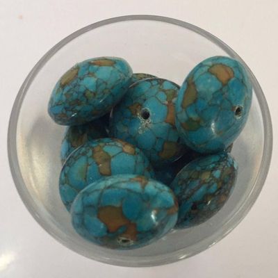 Howlite Disc - Turquoise &amp; Amber 10x17mm