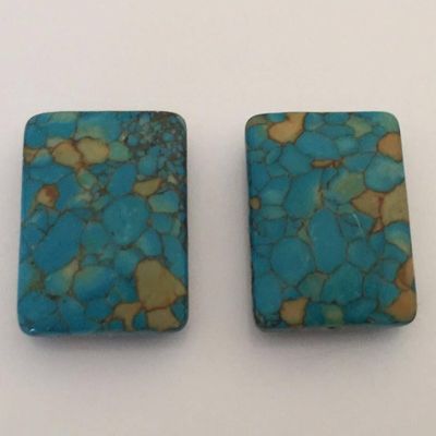 Howlite Rectangle - Turquoise &amp; Amber 18x25mm