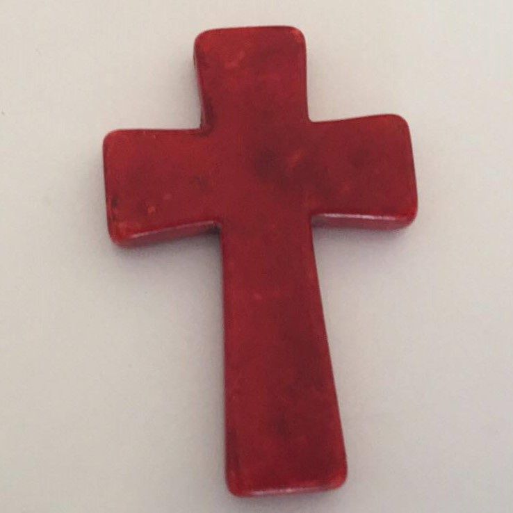 Howlite Cross - Red 45x30mm