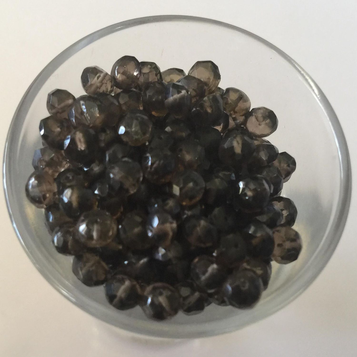 Faceted Smokey Quartz Rondelle - 4mm