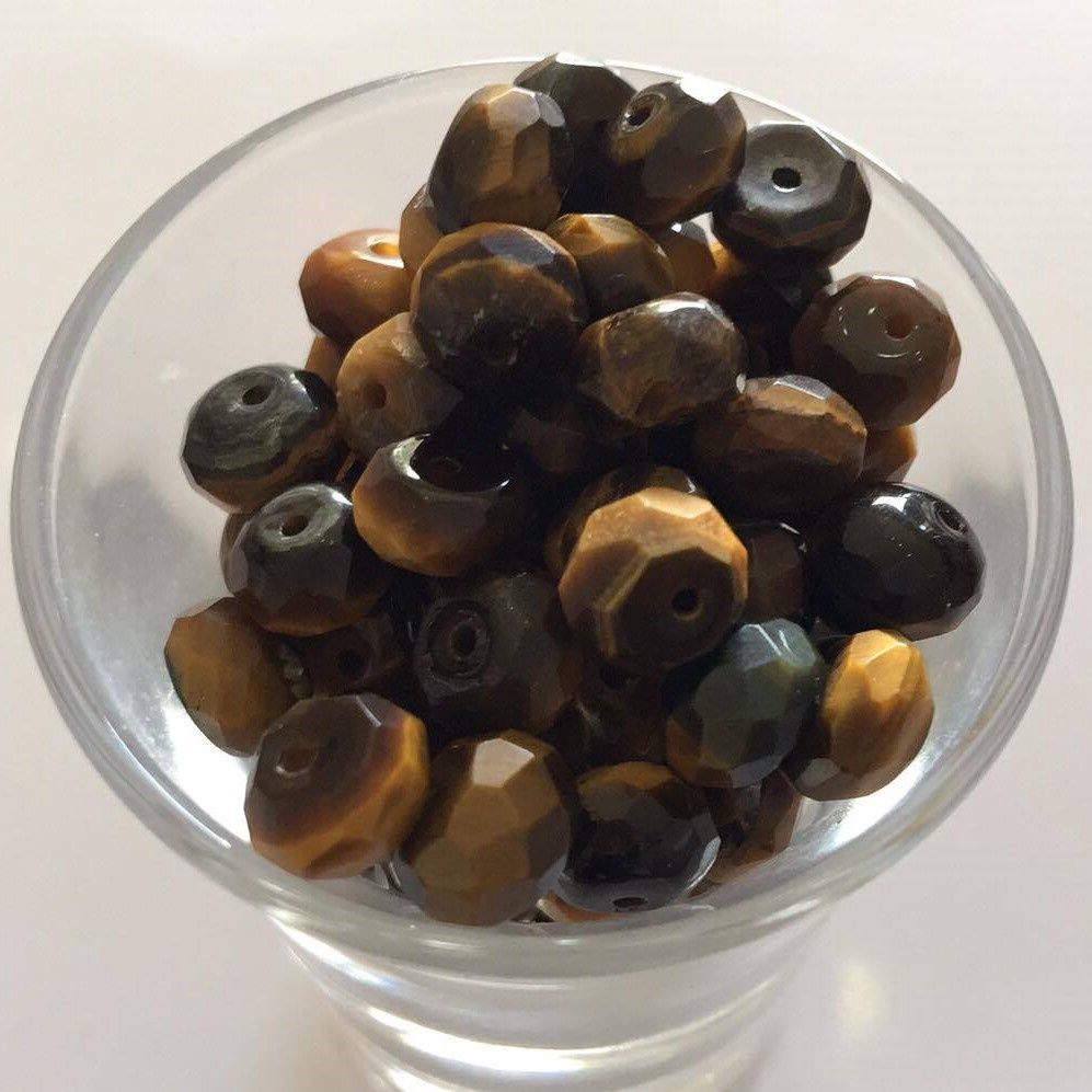 Tigers Eye Faceted Rondelle - 5x8mm