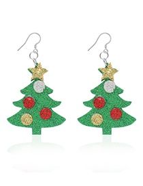 Glitter Leather Christmas Tree Earrings