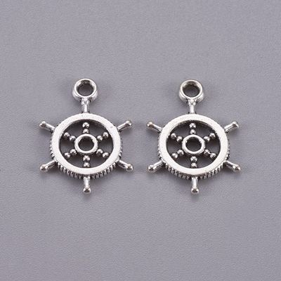 Ship Wheel Charm -  Silver 14mm