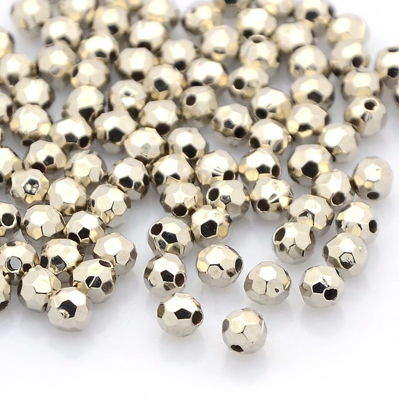 MP Faceted Bead - Platinum 3.5mm