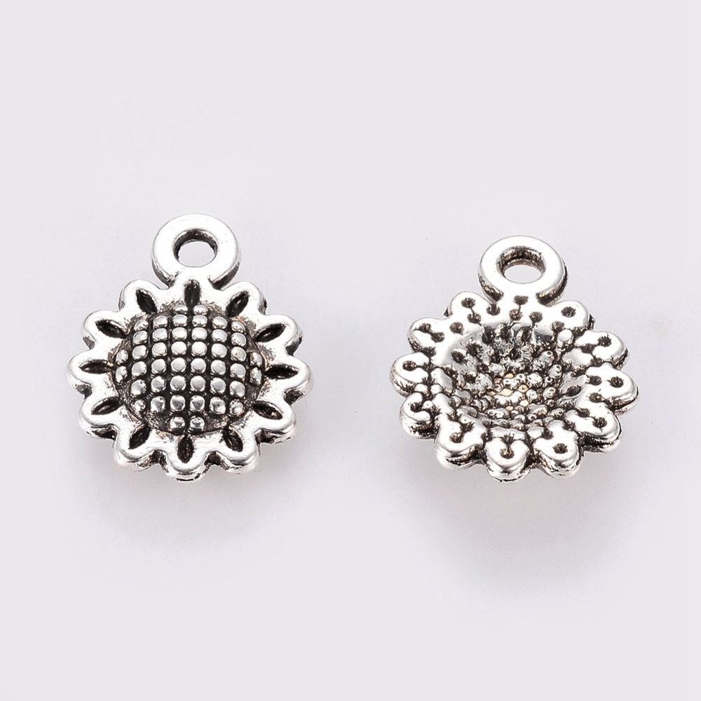 Sunflower Charm -  Silver 15mm
