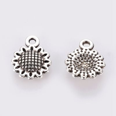 Sunflower Charm -  Silver 15mm