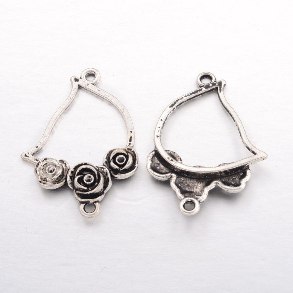 Rose Connector - Silver 38x27mm