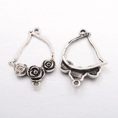 Rose Connector - Silver 38x27mm