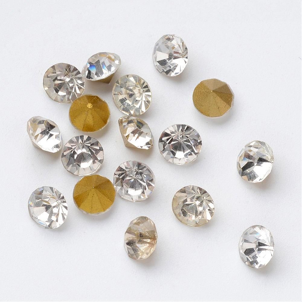 Rhinestone Point Back - Crystal 6x4mm