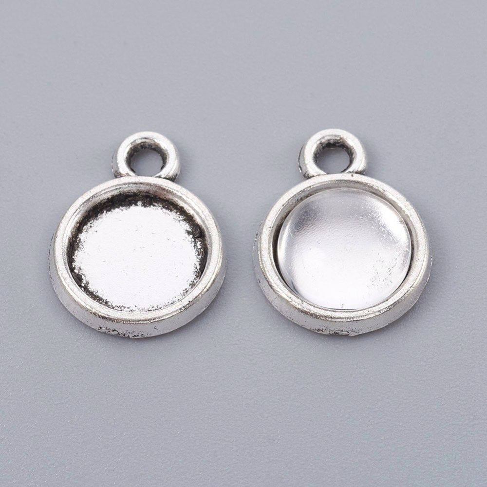 Bezel Setting With Glass - Ant. Silver 8mm