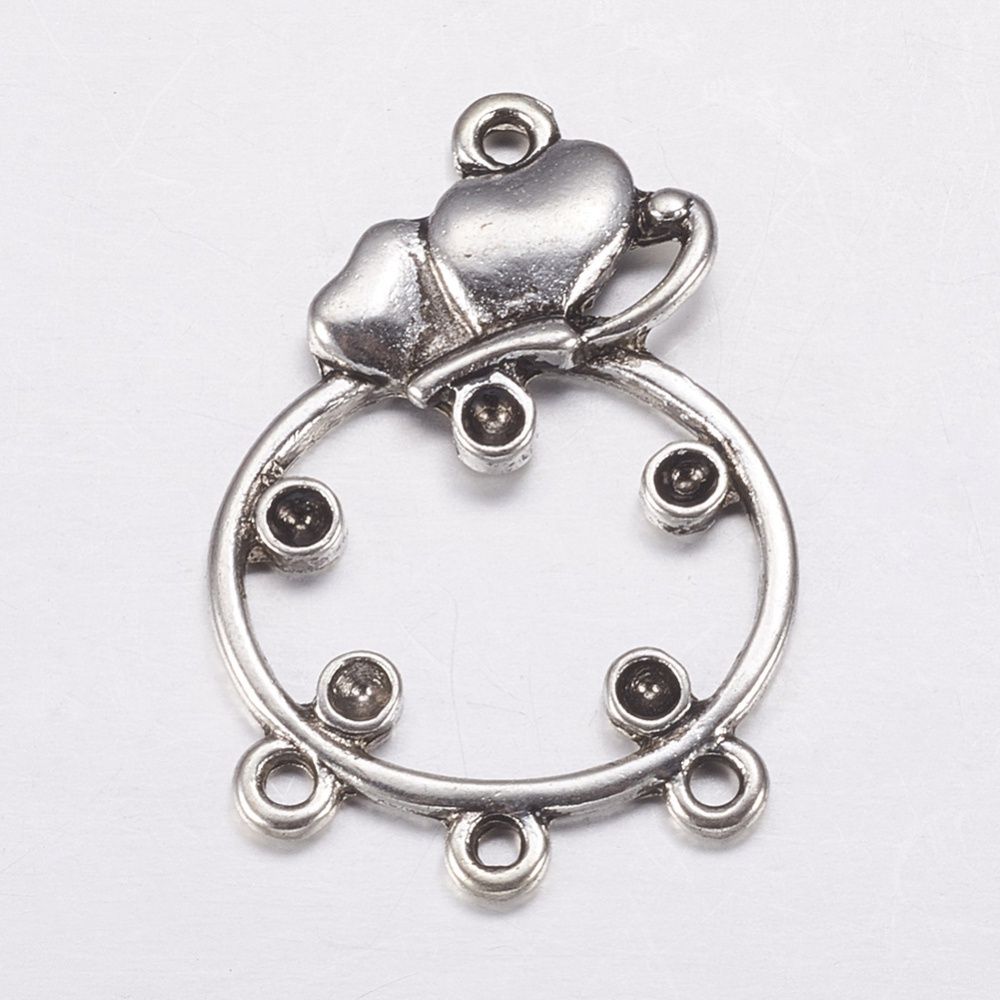 Butterfly 3 Strand Connector - Silver 34x23mm