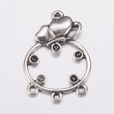Butterfly 3 Strand Connector - Silver 34x23mm