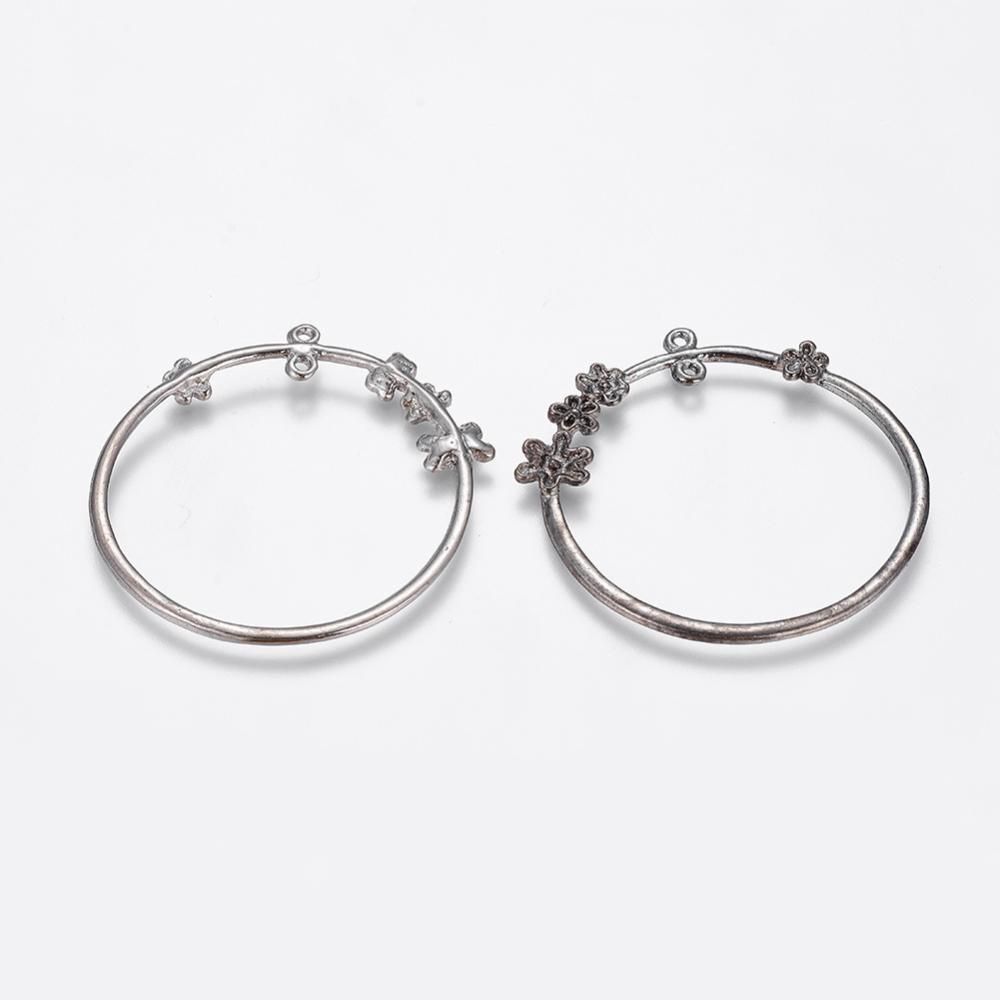Roses Earring Hoop - Gunmetal 44mm (ea)