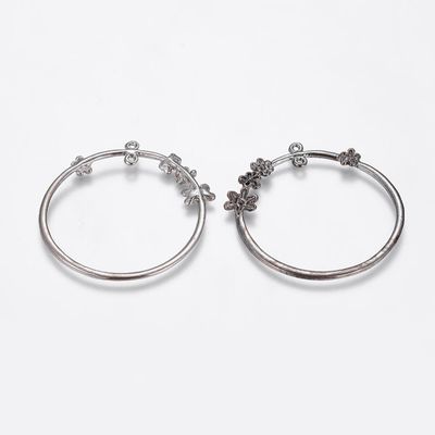 Roses Earring Hoop - Gunmetal 44mm (ea)