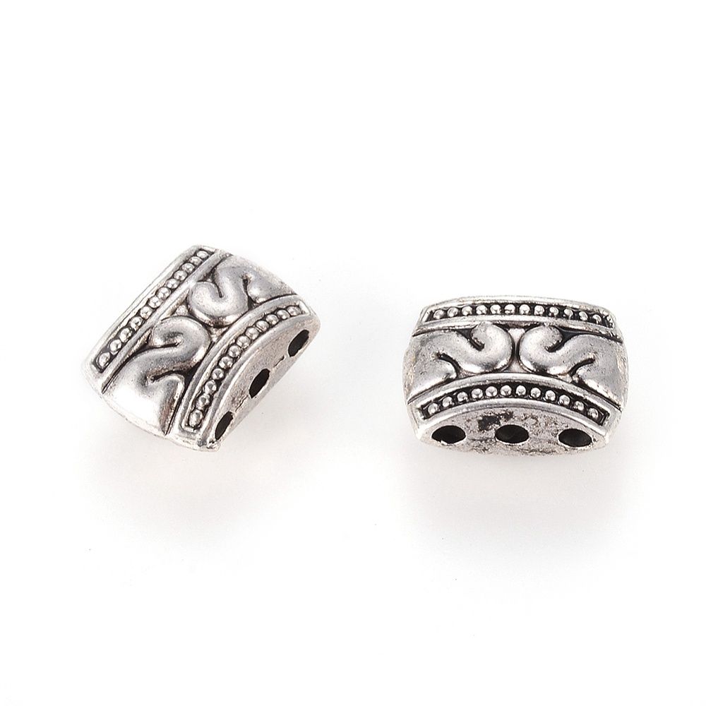 3 Strand Spacer Bead - Silver 12x8mm