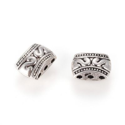 3 Strand Spacer Bead - Silver 12x8mm