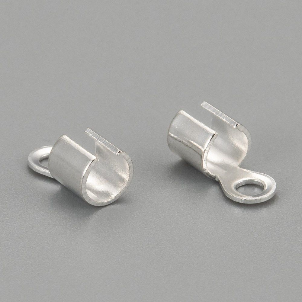 Round Leather Ends - Silver 10x5mm