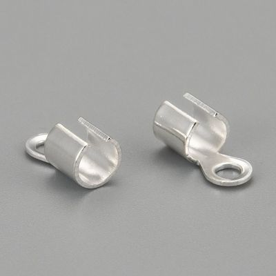 Round Leather Ends - Silver 10x5mm