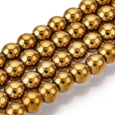 Hematite Round - Goldenrod 4mm