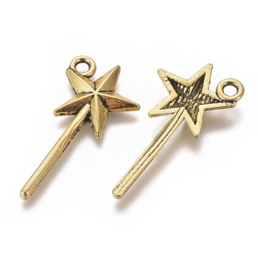 Fairy Wand Charm - Gold 26x13mm