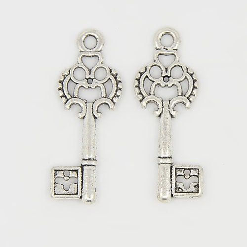 Steampunk Key - Silver 28x12mm