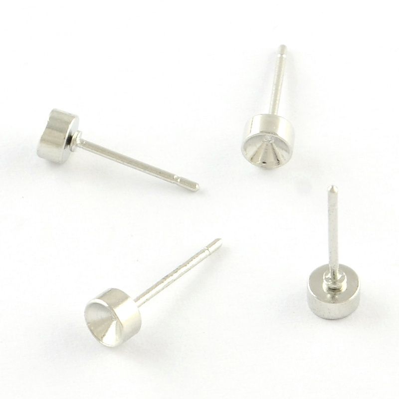 Point Back Earring Posts - Silver 3mm (Pair)