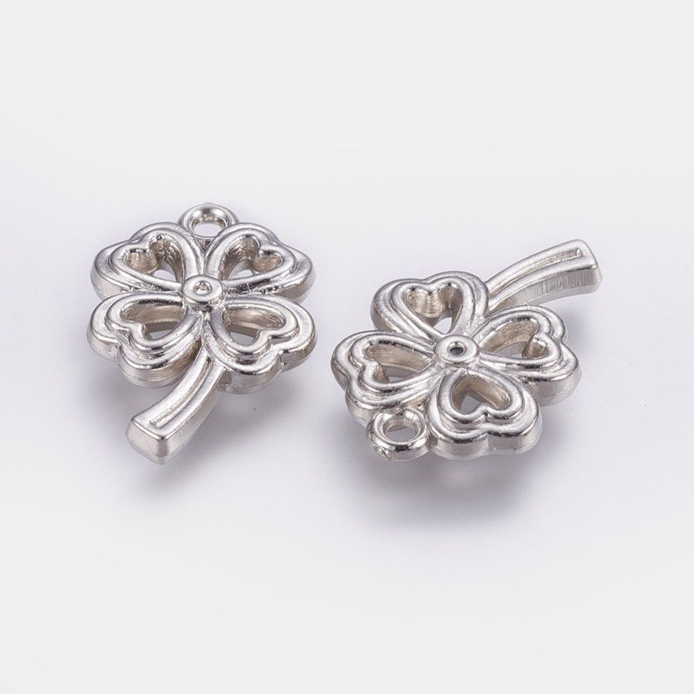4 Leaf Clover Charm - Silver 24x15mm