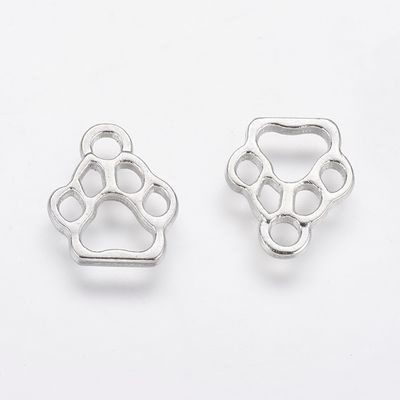 Dog Paw Print Charm - Silver 13x11mm