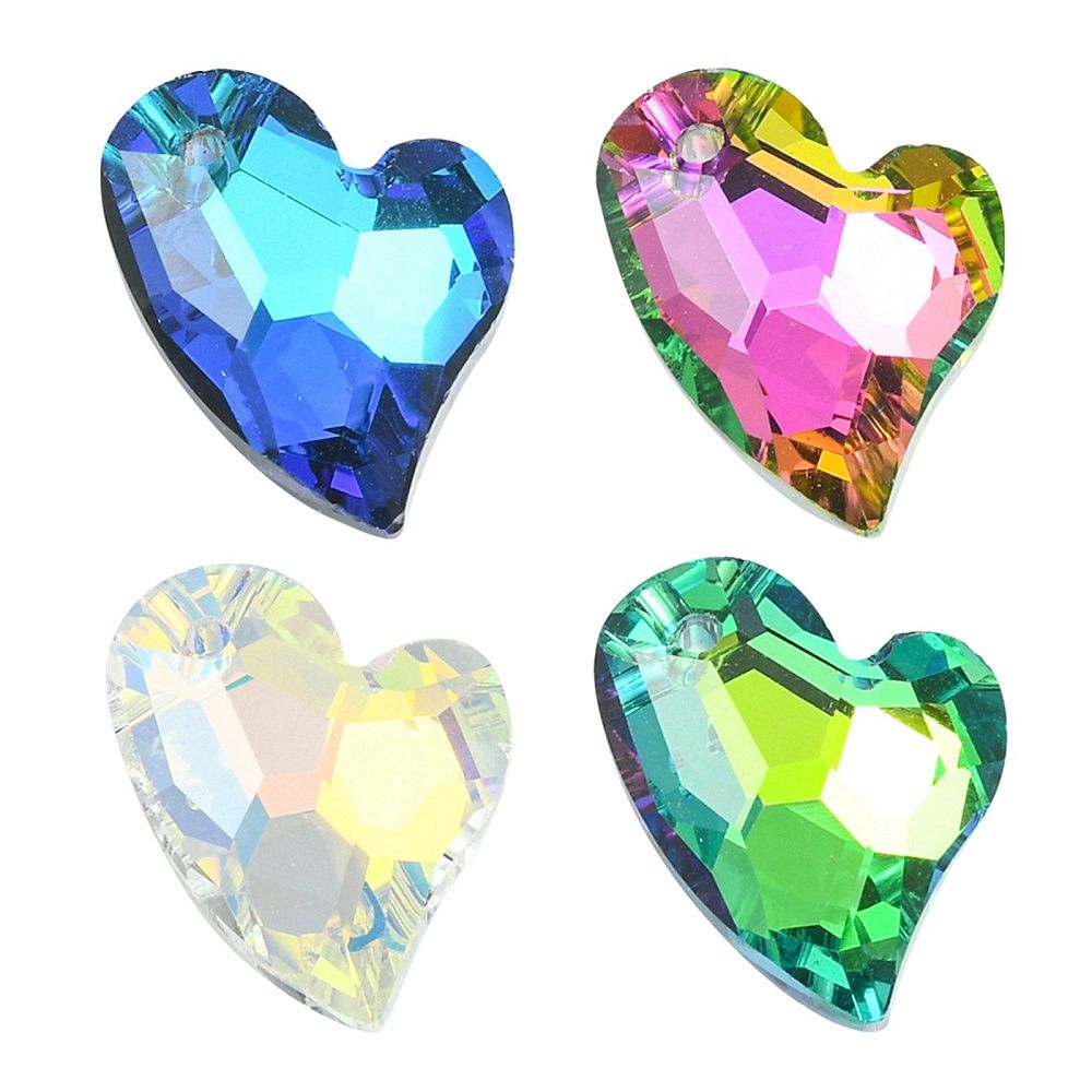 Faceted Electroplated Slanted Hearts Earrings