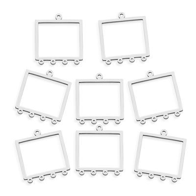 201 SS 4 Drop Rectangle Chandelier Earring Drop 24x22mm (Pair)