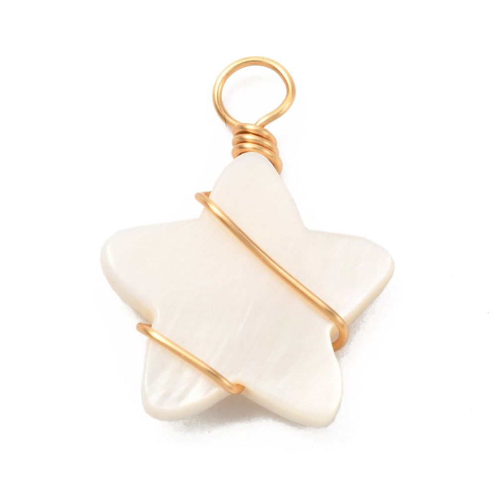 Freshwater Shell Star Earrings (18K Gold Wire)