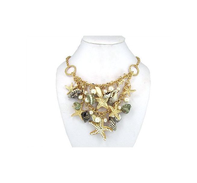 Starfish &amp; Shell Bib Necklace (G)