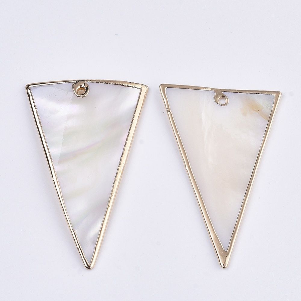 Gold Edged Freshwater Shell Triangular Earrings