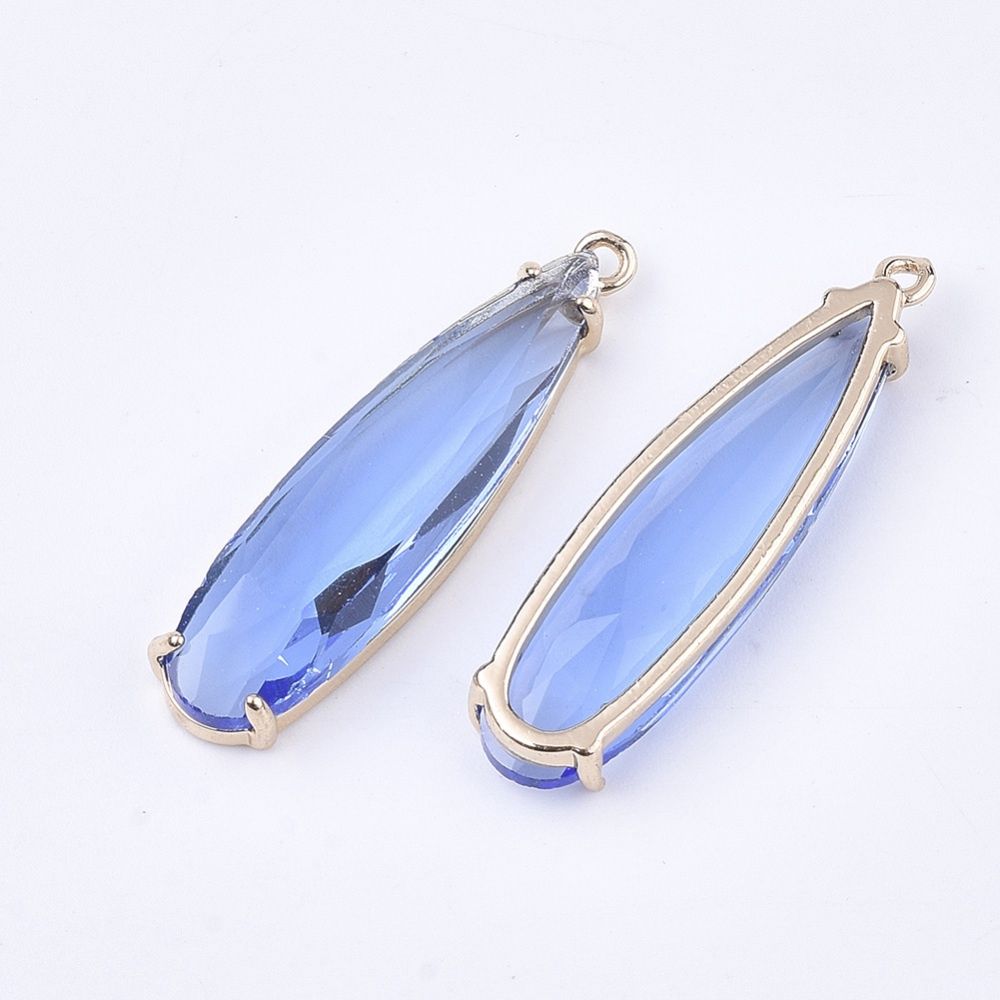 Royal Blue Long Teardrop Earrings (G)