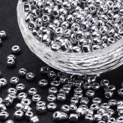 Seed Bead - Electroplated Silver 6/0