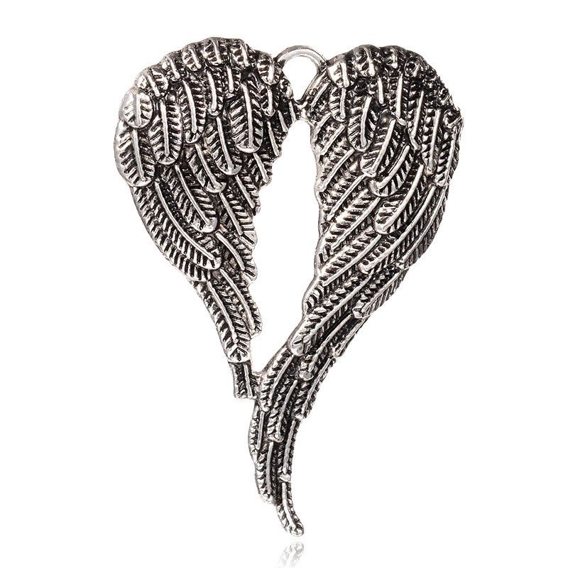 Double Wing Charm - Silver 67x46mm