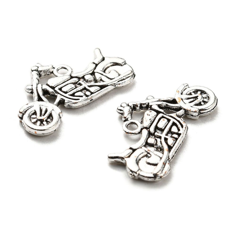 Cruiser Motorcycle Charm - Silver 17.5x24.5mm