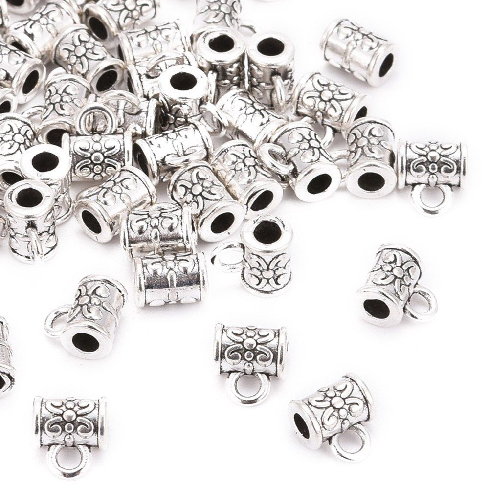 Hanger Bail - Floral Silver 7.5x5.5mm