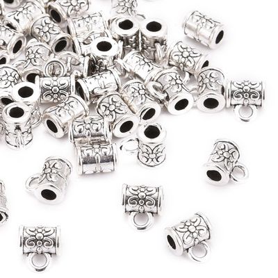 Hanger Bail - Floral Silver 7.5x5.5mm