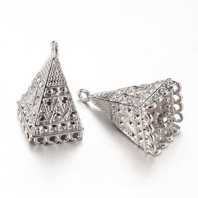 Tassel Topper - Silver Pyramid 35x19mm