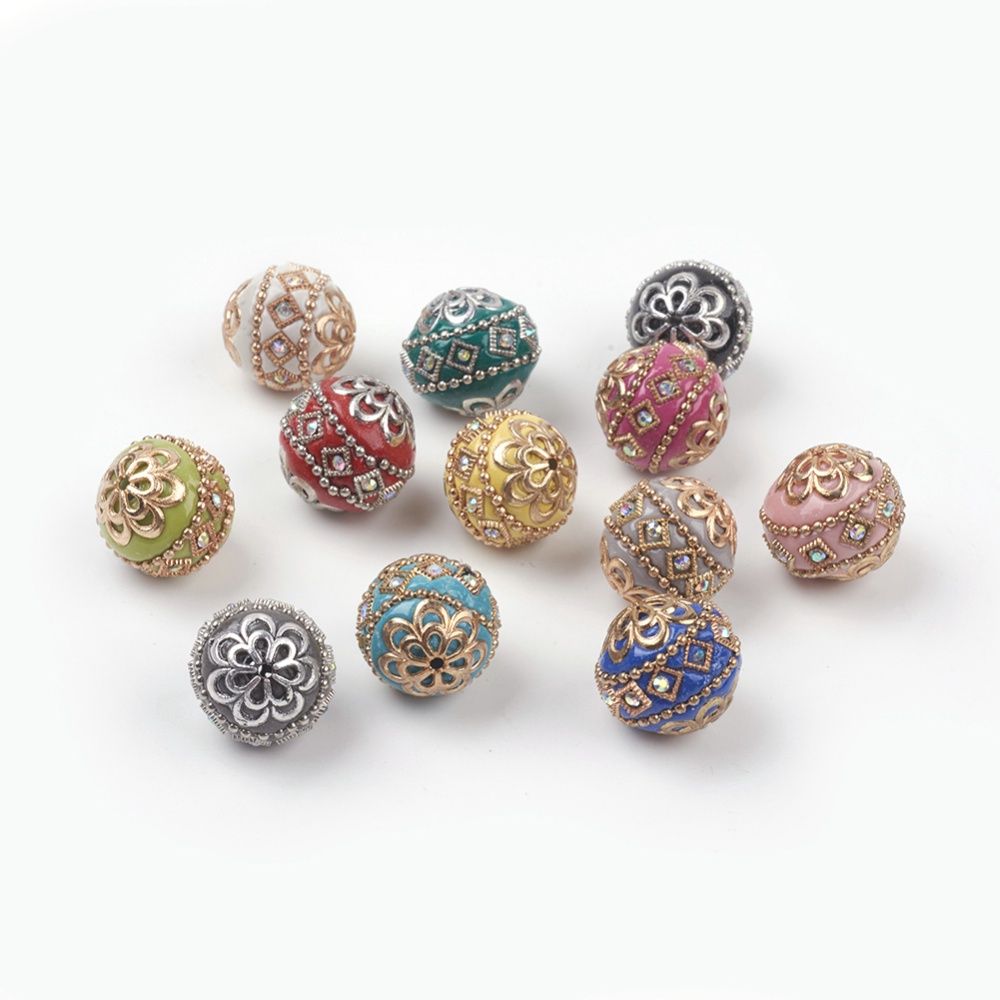 Indonesian Round - Mix Colours With Rhinestone 20mm