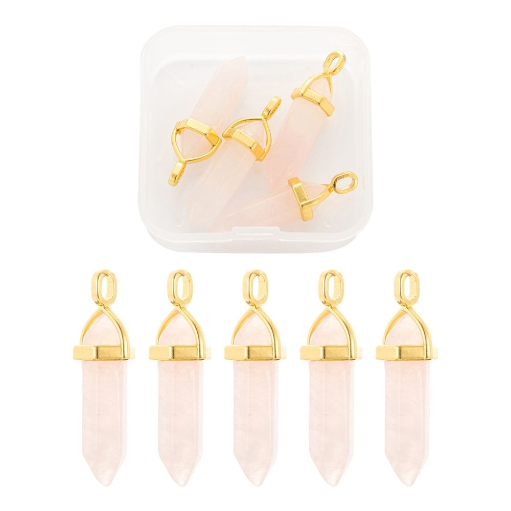 Rose Quartz Double Terminated Pendant - 37-40mm (G)