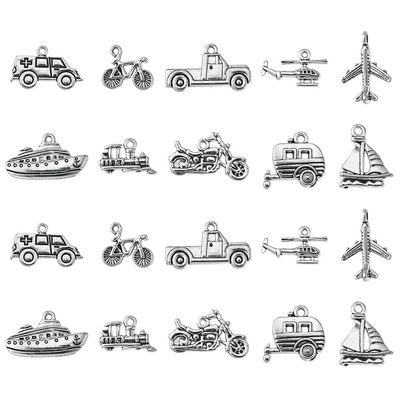 Plane, Train &amp; Automobile Charm Mix - Silver