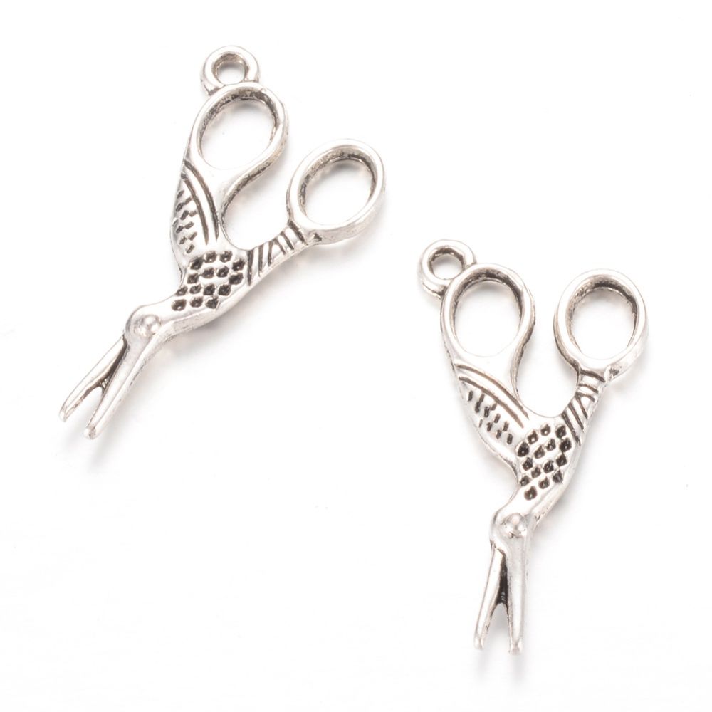 TS Embroidery Scissor Charms - Silver 27x15mm