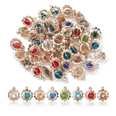 Caged Rhinestones - Gold 15.5x12mm