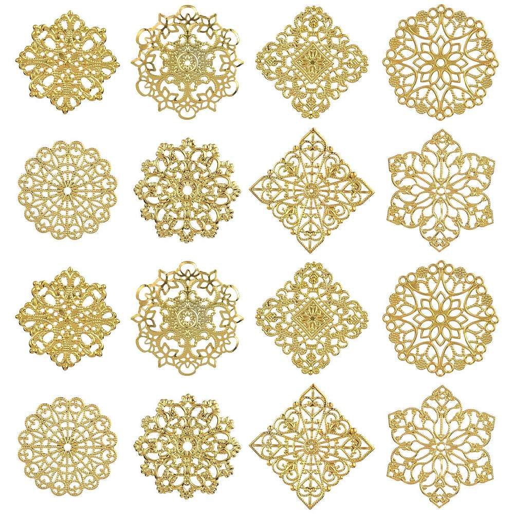 Flat Filigree Connectors - Gold 40-56mm