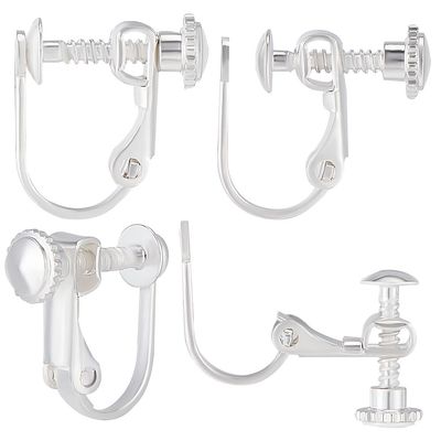 925 SS Plated Flat Front Screw Clip On Earrings (Pair)