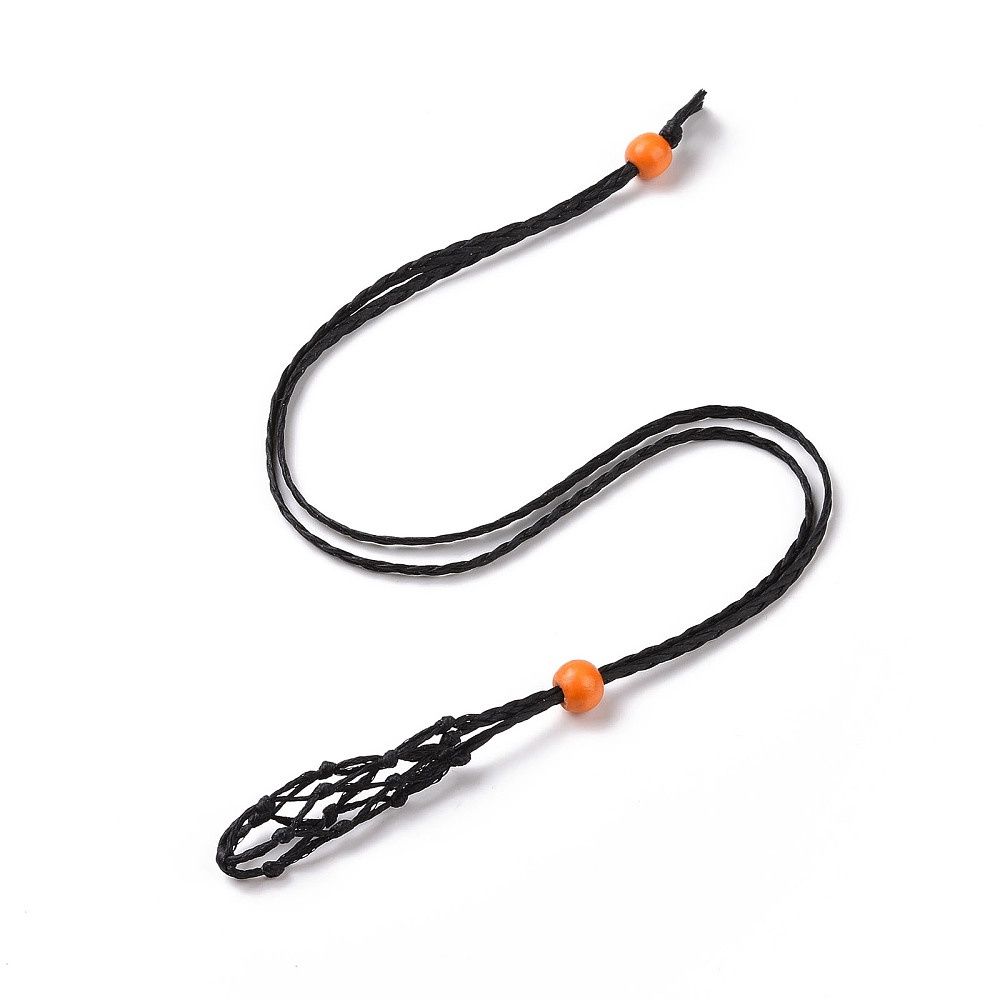Macrame Open Net Necklace - Black 58cm