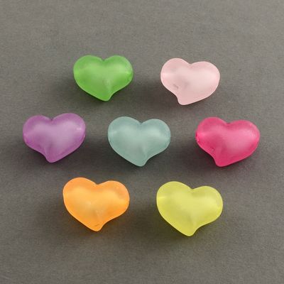 Acrylic Frosted Heart - Mixed 15x21mm