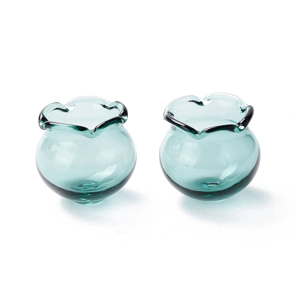 Blue Glass Flower Earrings